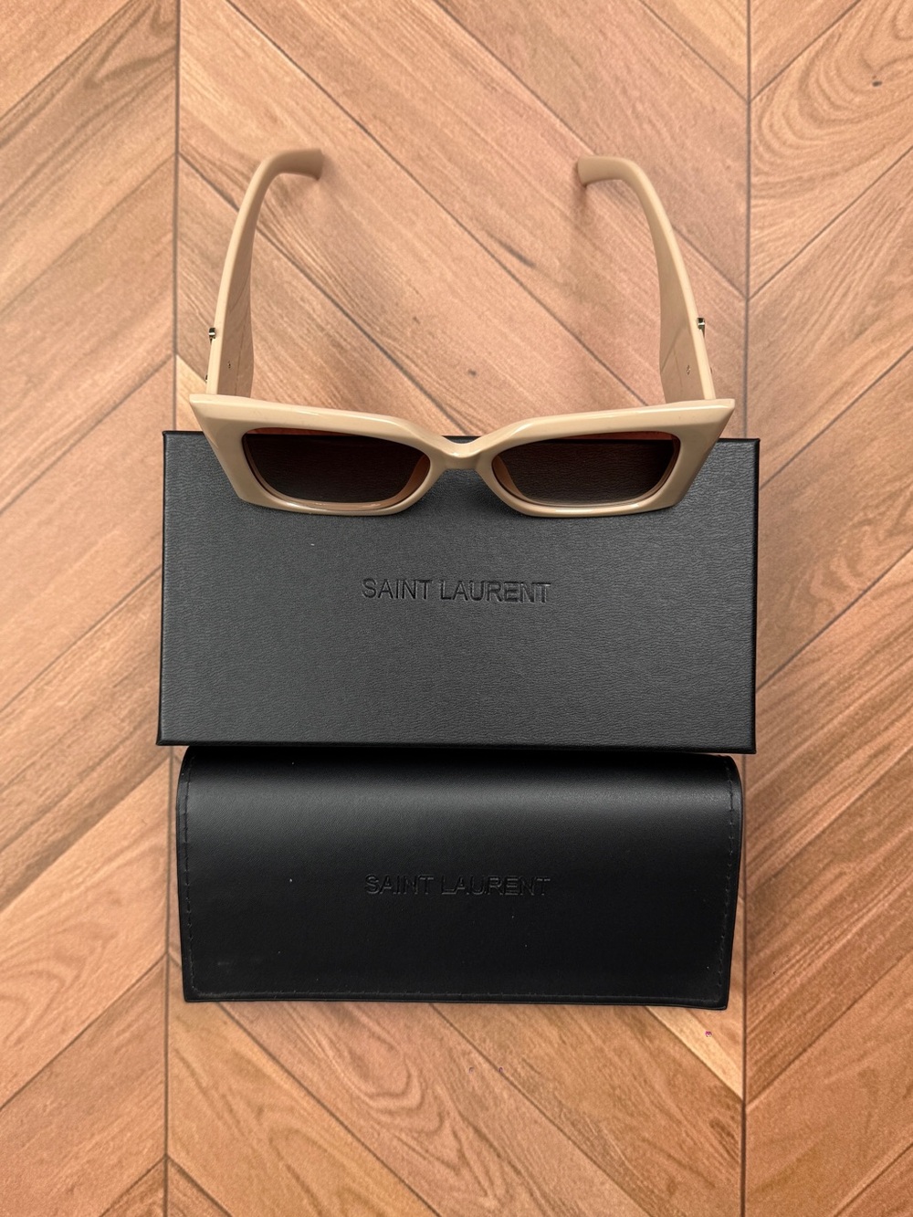 Saint Laurent Beige Cat-Eye Sunglasses - Picture 1 of 7